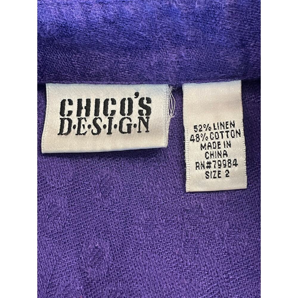Chico's Designs lace motif linen and cotton purple blouse size Large (chico's 2) - Picture 3 of 9
